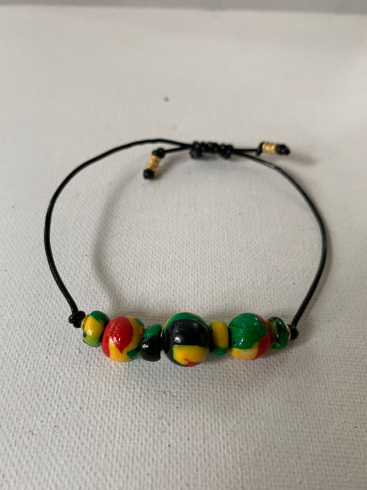 6-8in Handmade Rasta Clay Beads Bracelet
