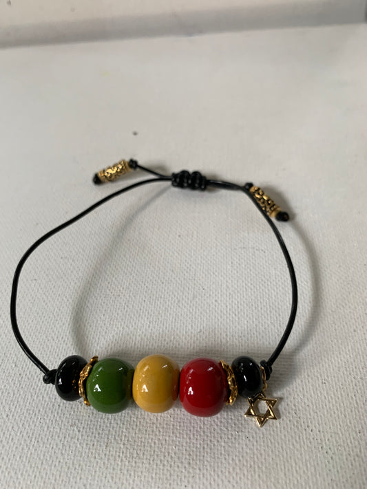 6-9in Rasta Ceramic Beads Bracelet